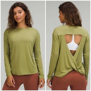 Lululemon Modal-Blend Open-Back Long Sleeve Shirt Bronze Green Plus 16
